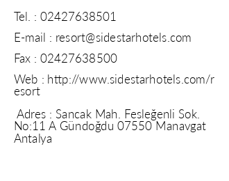 Side Star Resort Hotel iletiim bilgileri